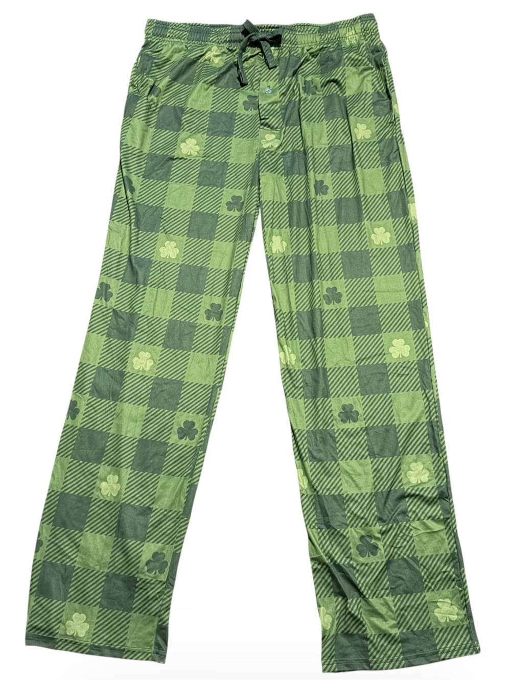 Bioworld Men’s XL St Patrick’s Day Shamrock Plaid Pajama Pants NWT